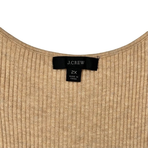 J. Crew Tan Ribbed Knit Women’s Tank Swing Sweater Dress Sz 2X - Picture 3 of 9